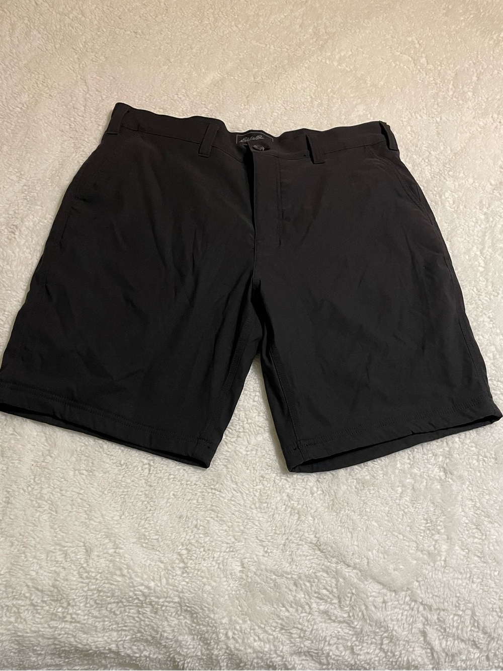 Eddie Bauer Black Flat-Front Men's Insulated Shorts